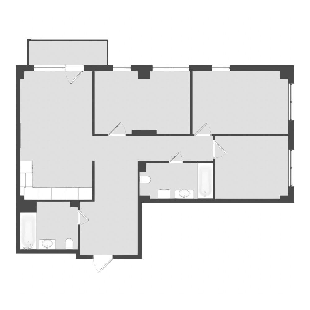 Планировка: Лот ae481f27: квартира №39, секция 1, 4-комнатная квартира 91,4 м² в ЖК "Золотой час"
